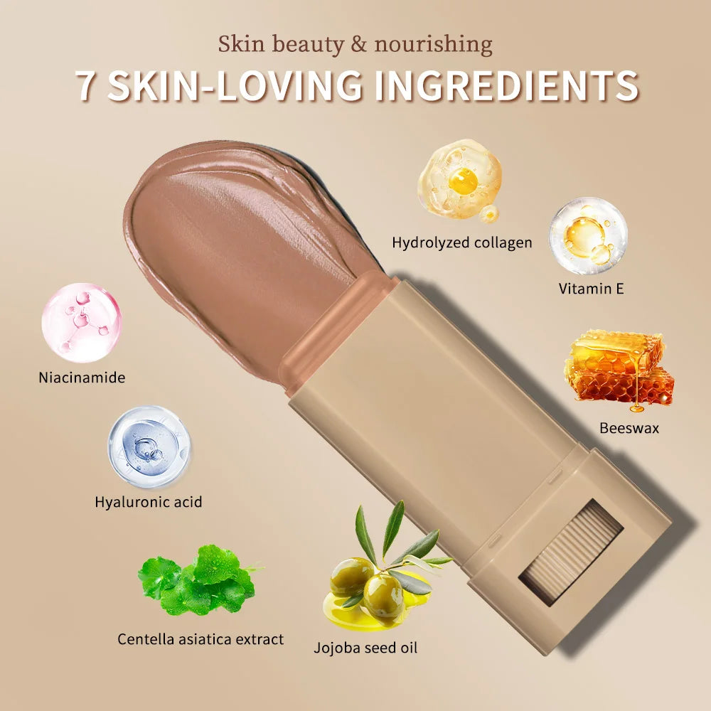 Skin Tint Foundation Stick 6 Colors Balm Serum Boosted Smooth Plumper Hight Coverage Travel Bronze Foundation Stick Makeup