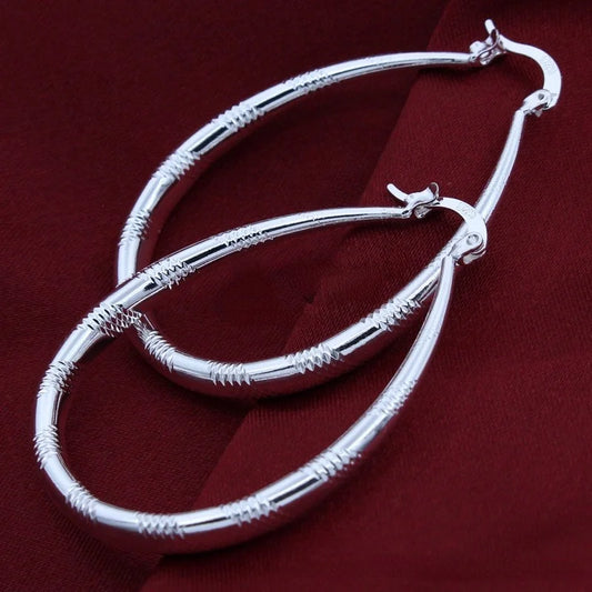 Charms 925 Silver 3CM Hoop Earrings For Women Fashion Party Wedding Jewelry Fine Christmas Gifts