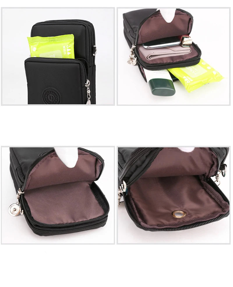 New Women Mobile Phone Bag Nylon Cell Phone Bag Coin Purse Strap Shoulder Bag Small Crossbody Bags for Women Wallet Travel Purse