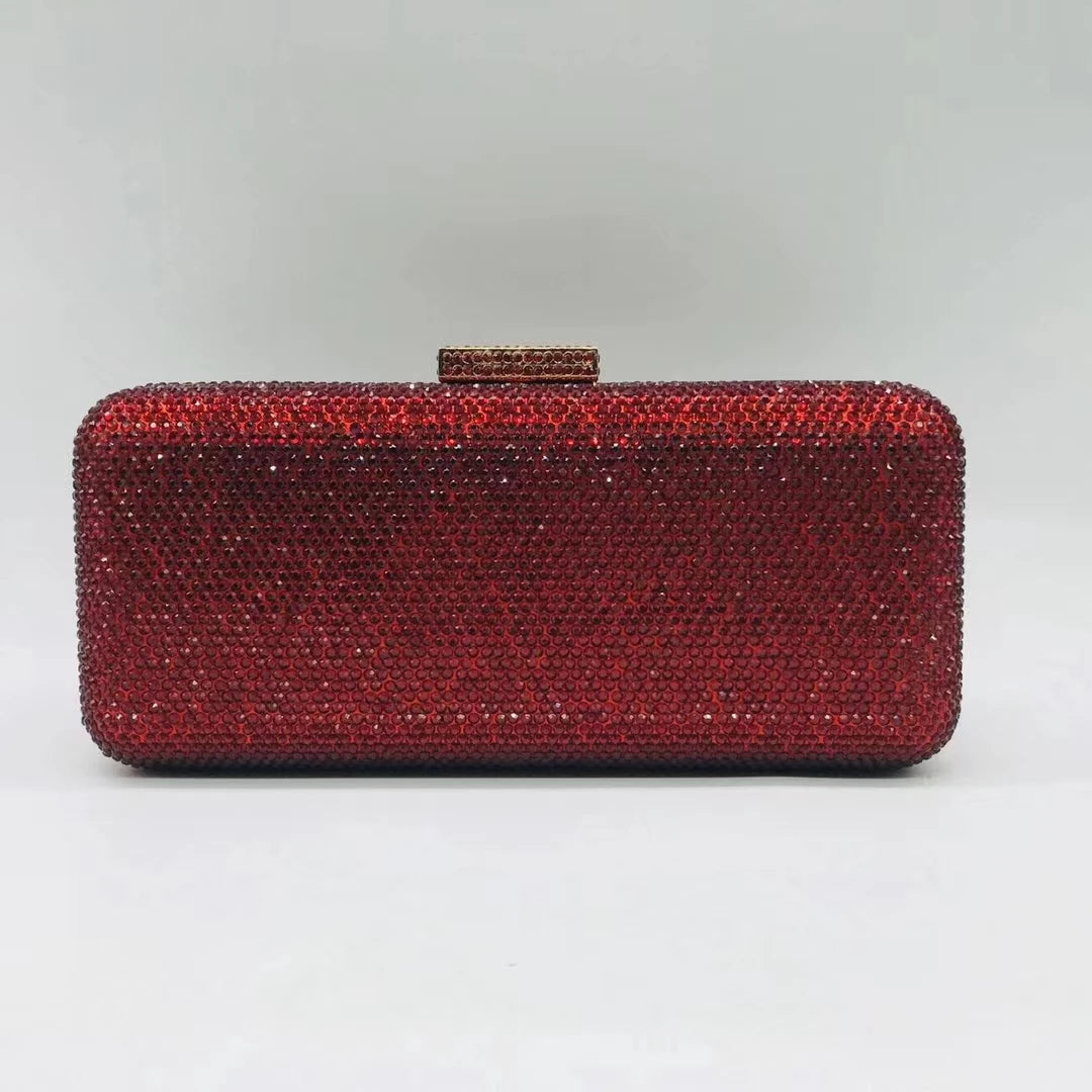 Wedding Party Blue Black Red Gold Silver Purse Diamond Banquet Cocktail Dinner Handbag Woman Crystal Rhinestone Prom Evening Bag