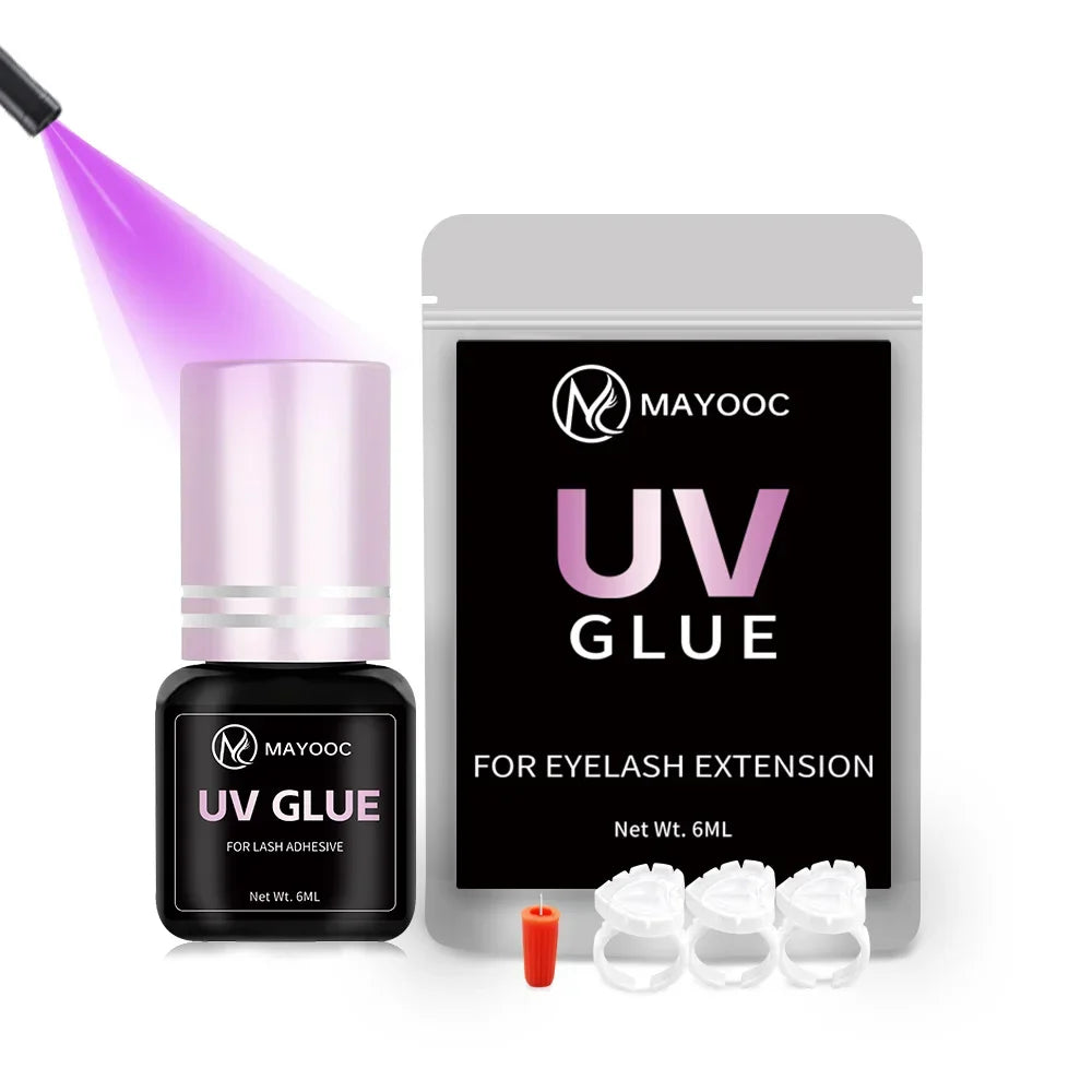MAYOOC UV Eyelash Glue Adhesive Eyelash Extensions 0.1S Fast Drying Strong False Eye Lash Extension Glue Lasting Custom Logo
