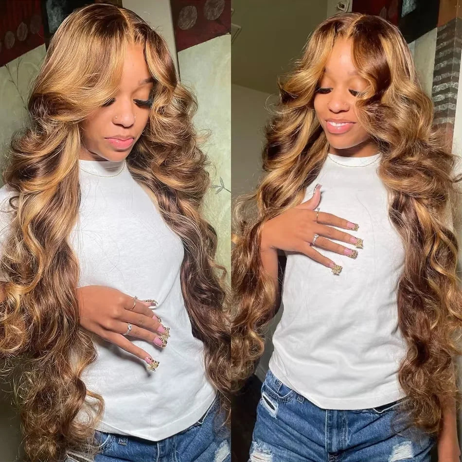Highlight 250% Density 30inch 13x4 Hd Lace Front Wig Human Hair Body Wave Brazilian Glueless Lace Frontal Pre Plucked Wig Women