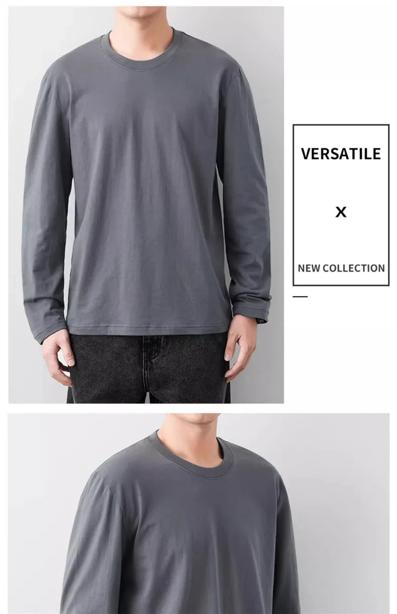 Fast Delivery T-Shirts Men Long Sleeves Tee Tops Male Autumn Plain Cotton Tshirts Plus Size 4XL 5XL Undershirts Man Clothing