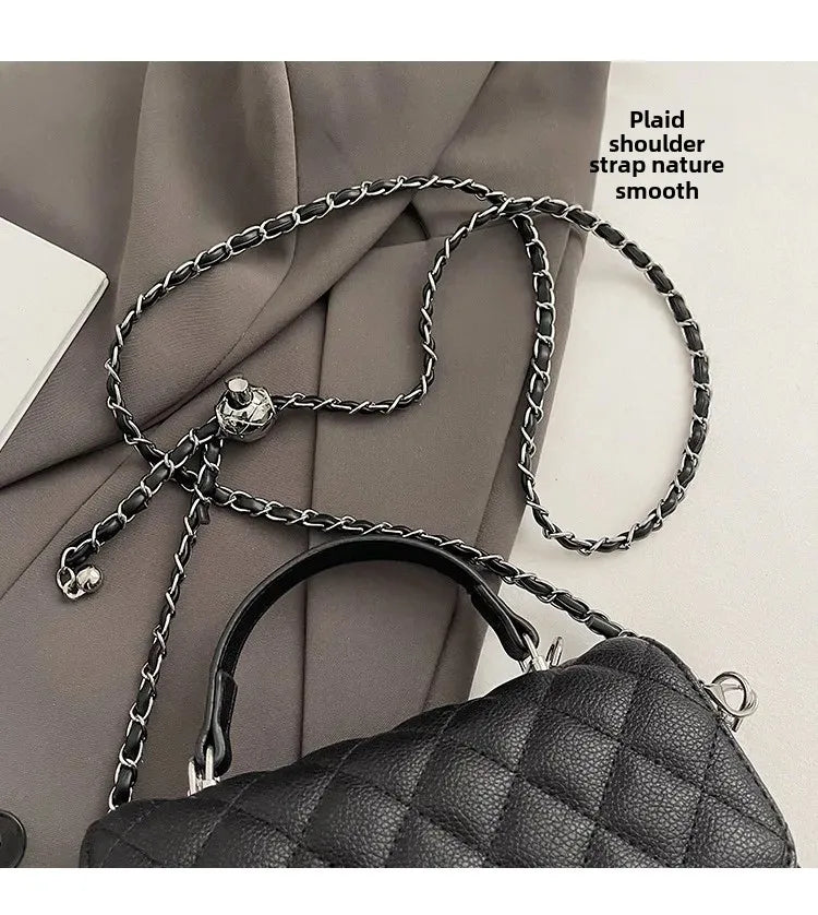 Small Square Lattice Chain Crossbody Bag Women's Shoulder Handbag Simple Handheld Underarm Bag Hot Sale Of The Season New Versat