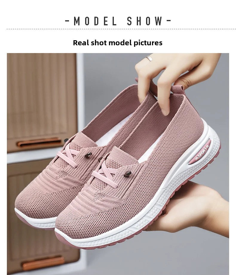 Summer Women's Sneakers Breathable Slip on Walking Shoes Mesh Low Top Womens Vulcanized Shoes Soft Sole Lightweight Women Shoes