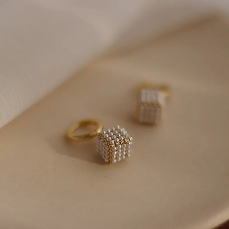 Premium Pearl Stereoscopic Square Pendant Earrings 2025 New Fashion Jewelry For Women‘s Eardrop party Girl’s Luxury Accessories