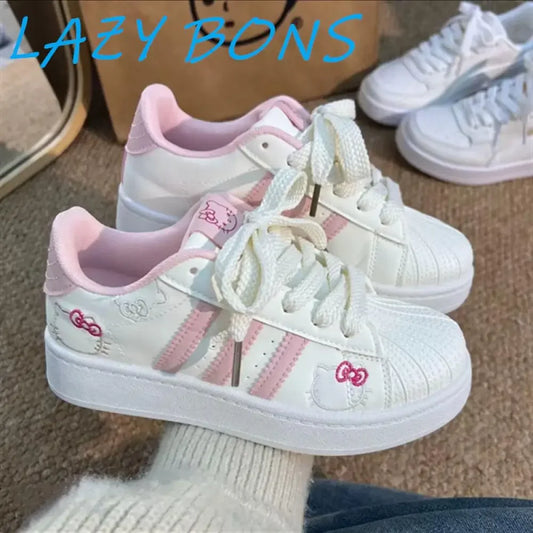 Hello Kitty Board Shoes Summer Sweet Women Sports Shoes Anime Sanrios Cartoon Kt Leisure Cute Girls Student Thick Soled Shoes