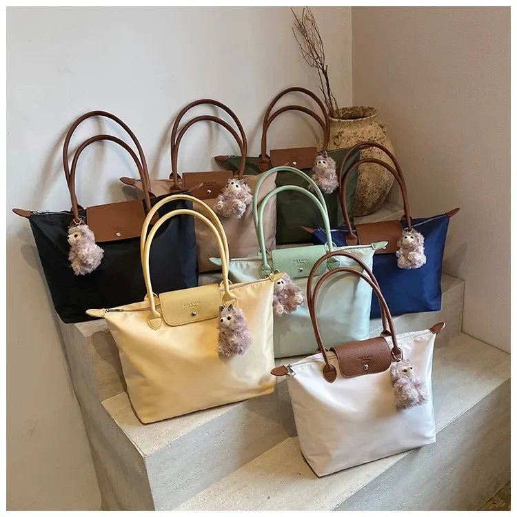 Eco-Friendly Dumpling Shape Tote Bag Versatile Ladies Handbag Single Shoulder Slant Cross Commuter Bag Soft Canvas Square Shape