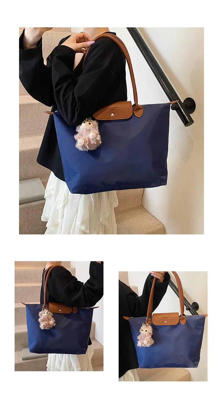 Eco-Friendly Dumpling Shape Tote Bag Versatile Ladies Handbag Single Shoulder Slant Cross Commuter Bag Soft Canvas Square Shape