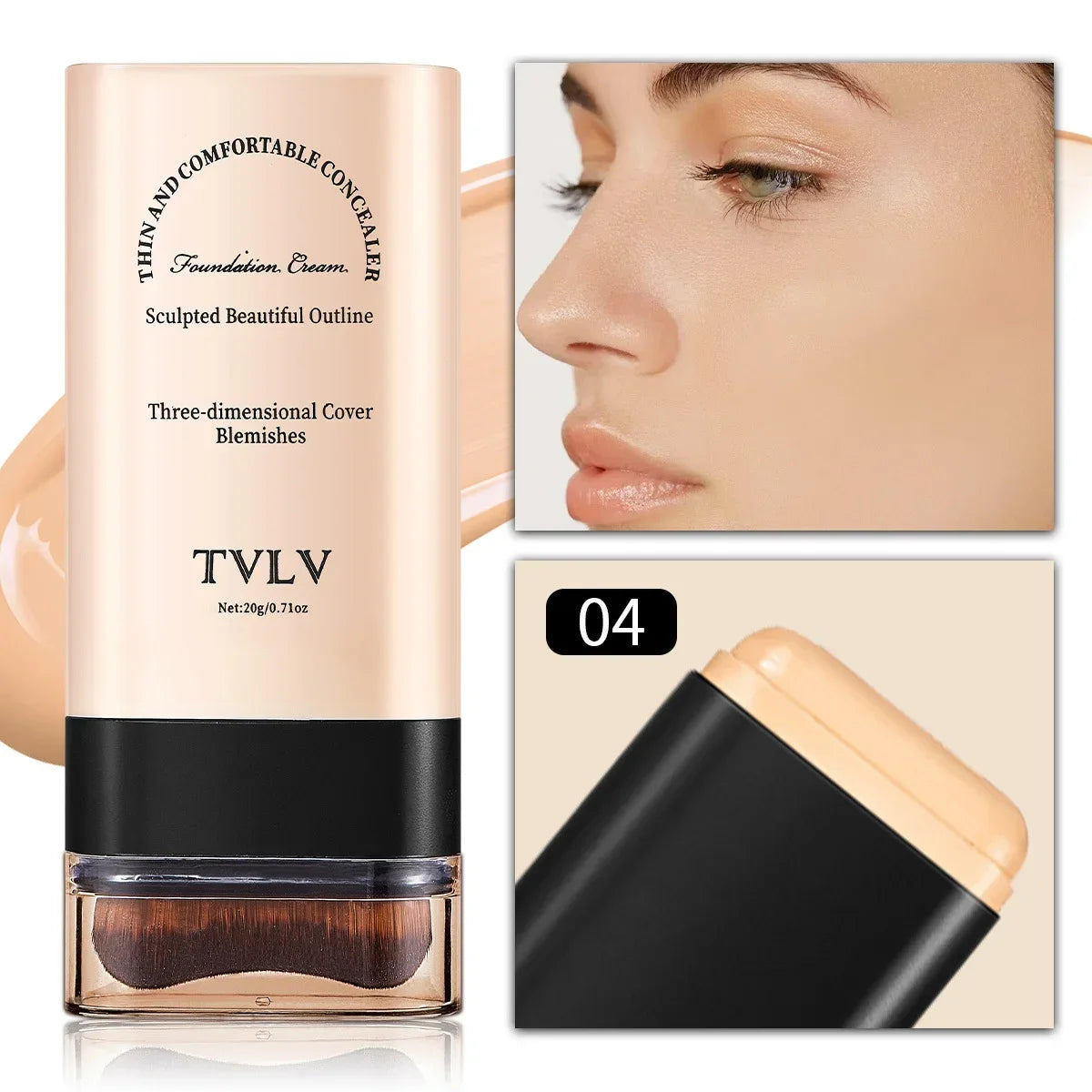 TVLV eraser foundation make-up stick 20g, with brush to brighten skin liquid foundation, long-lasting makeup concealer