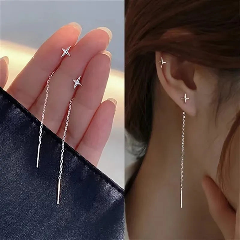 European and American Black Drop Tassel Long Earrings 2025 New Fashion Party Luxury Accessories For Womens Temperament Jewelry