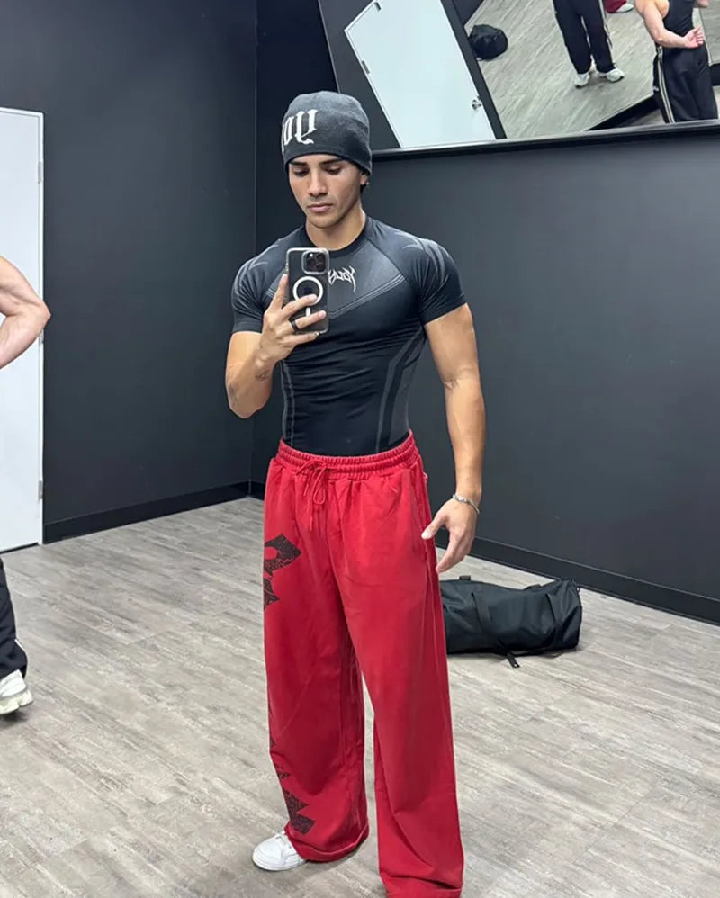 Men Short Sleeve 2025 Spring Autumn New StyleFitness Clothes Quick Drying Breathable Stretch Tight Fitting Clothing T-Shirt