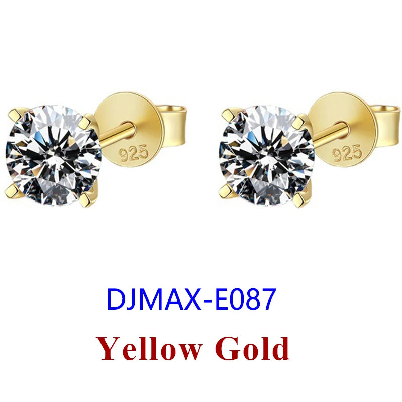 DJMAX 0.5-2ct Moissanite Diamond Stud Earrings for Women Original 925 Sterling Silver Lady's Moissanite Earring New 2025