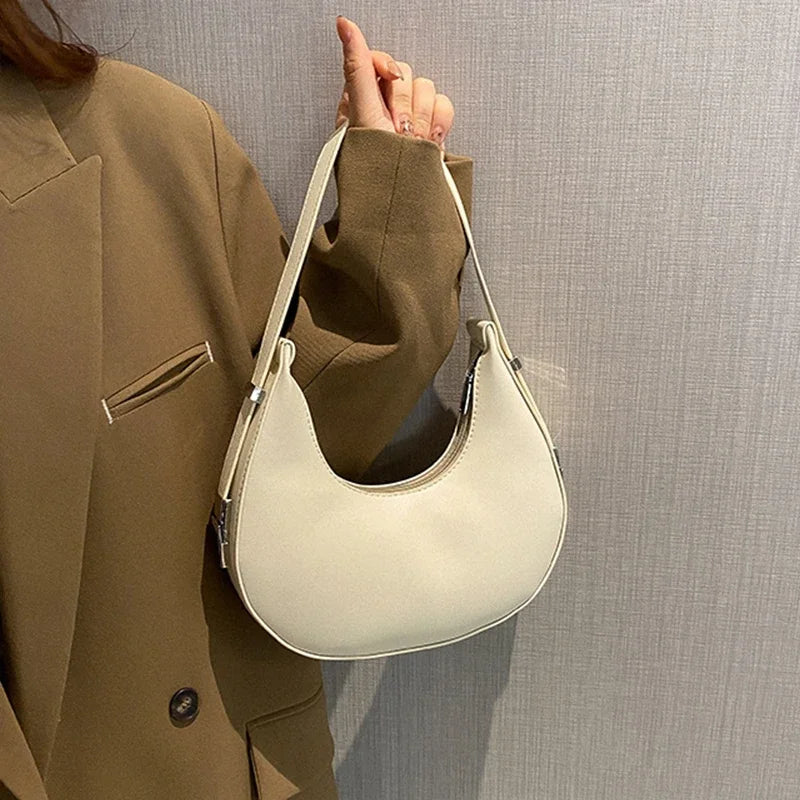 Fashion Luxury Design PU Leather Hobo Shoulder Bag Women Small Clutch Handbag Purse Female Underarm Bag Travel Totes