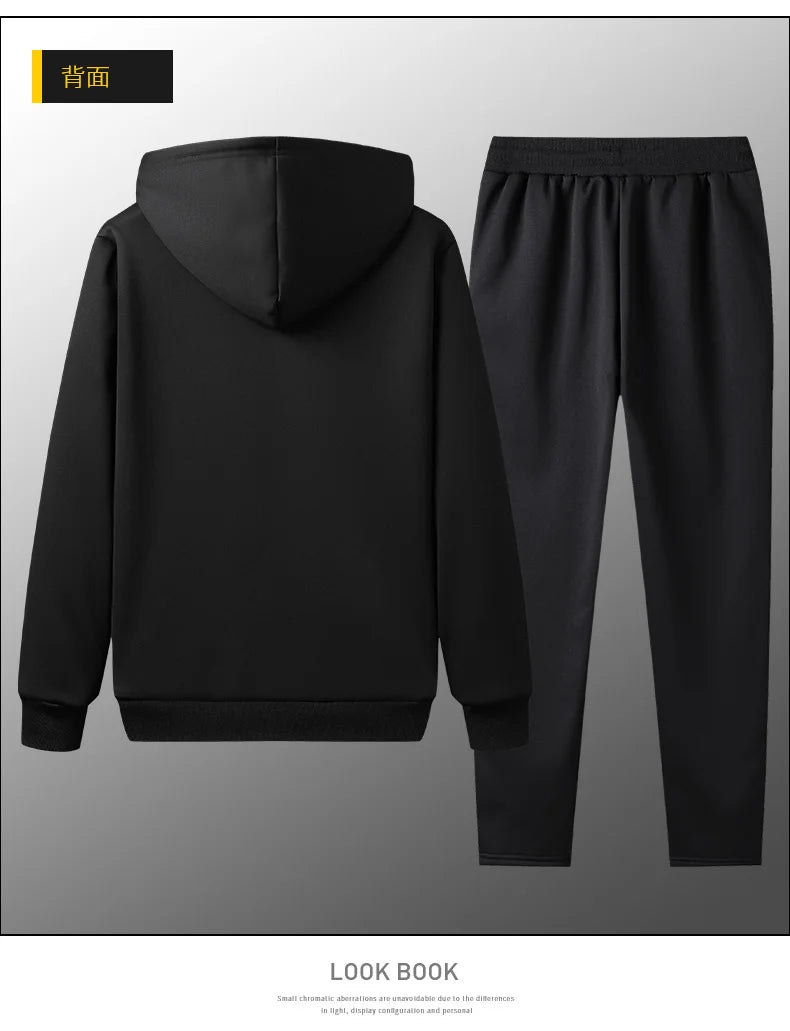 Men's Sportswear New Winter Autumn fleece Tracksuit 2 Piece Sets Sports Suit Jacket+Pant Sweatsuit Male Fashion warm Clothing