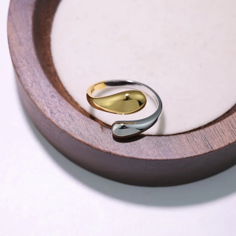 European & American Fashion S925 Sterling Silver Minimalist Openwork Geometric Ring Women's Unique Hip-Hop Open-Style Silver Jew