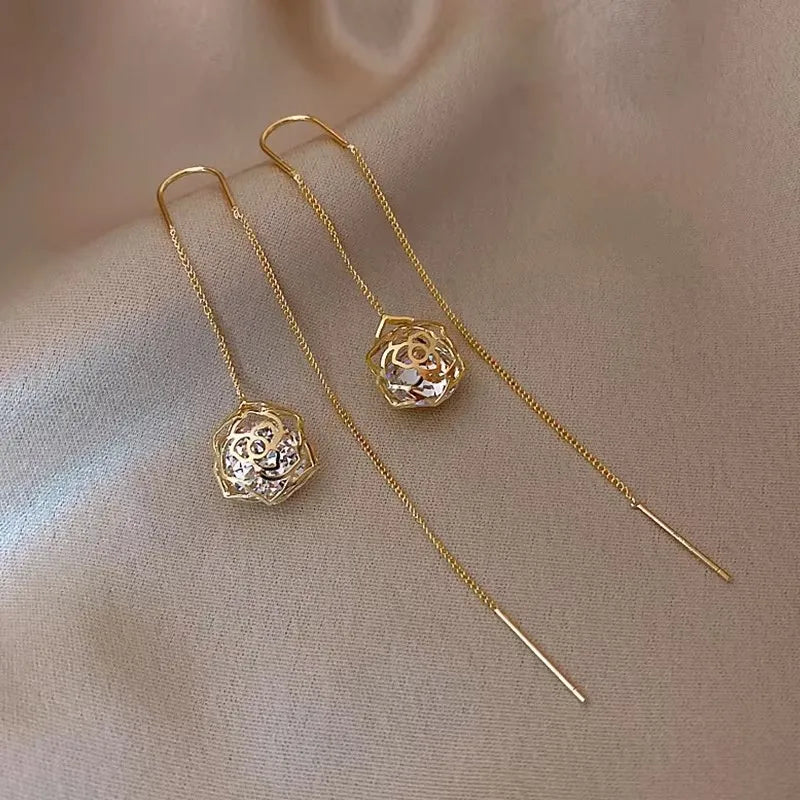 European and American Black Drop Tassel Long Earrings 2025 New Fashion Party Luxury Accessories For Womens Temperament Jewelry