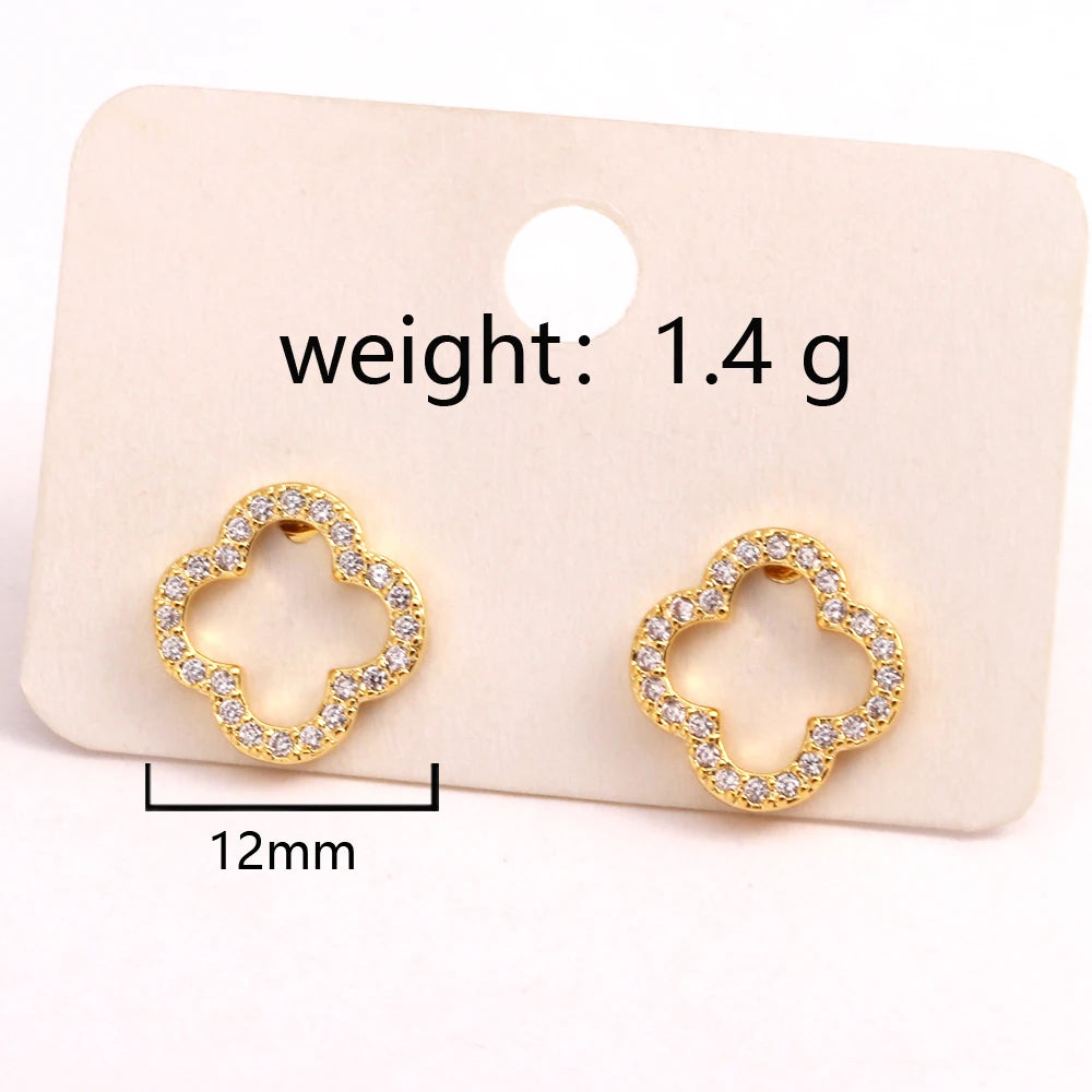 New Simple Hollow Four Leaf Clover Earrings for Women 2025 Trend Jewelry Gift for Her