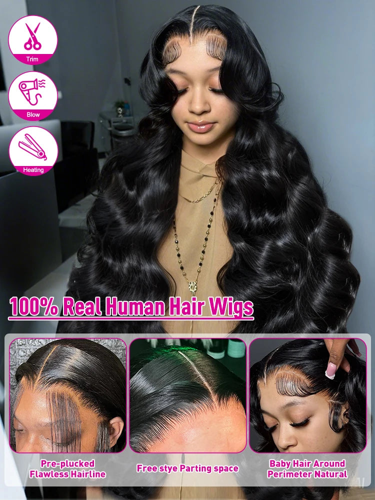 Luvin HD Transparent Body Wave Human Hair Wigs 13x6 Body Wave Lace Front Wig Human Hair Brazilian Water Wave Lace Frontal Wigs