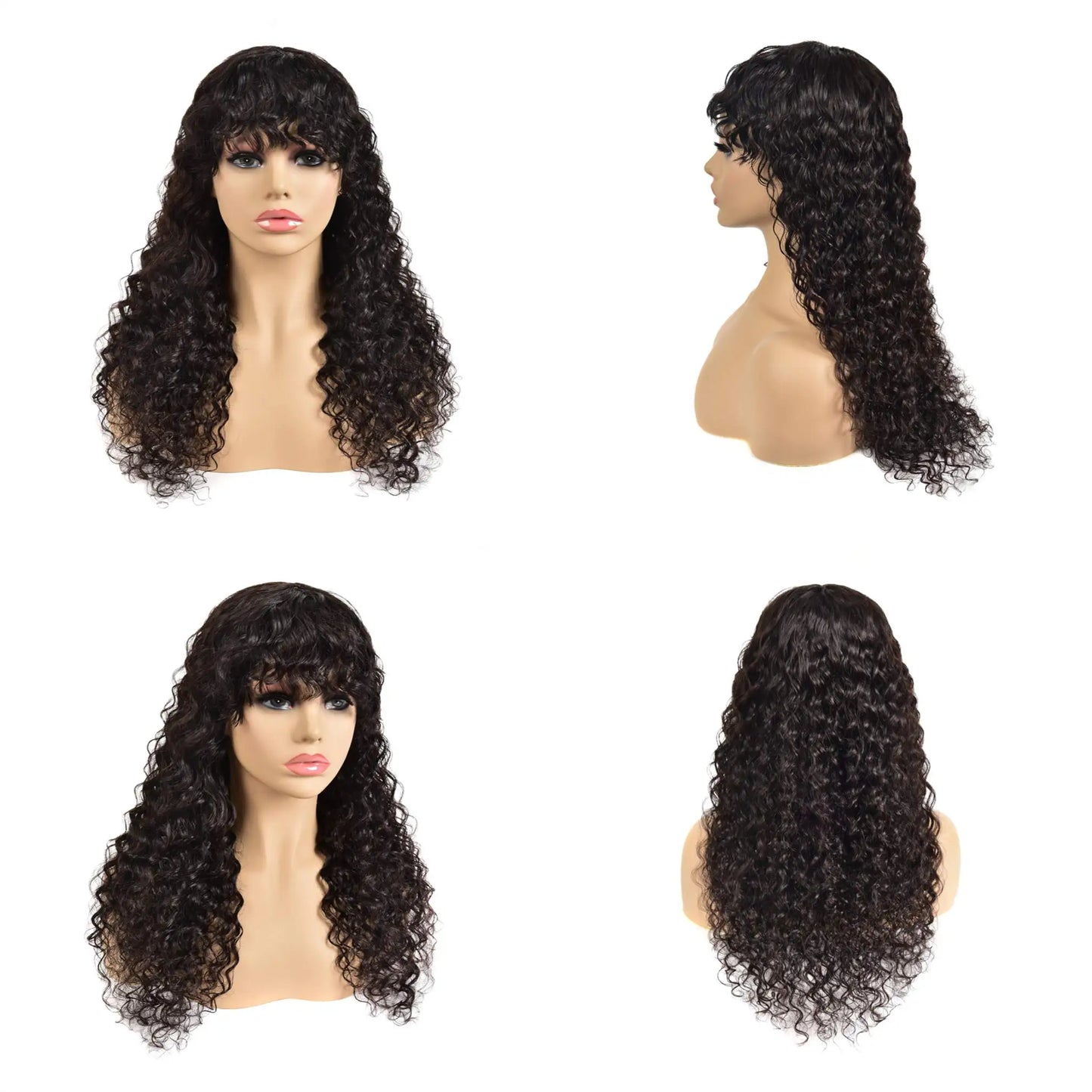 Wig With Bangs Fringe Wigs Human Hair Wig For Women Brazilian 100%Human Hair Sale Bangs Wig Full Machine Made Remy Hair Glueless