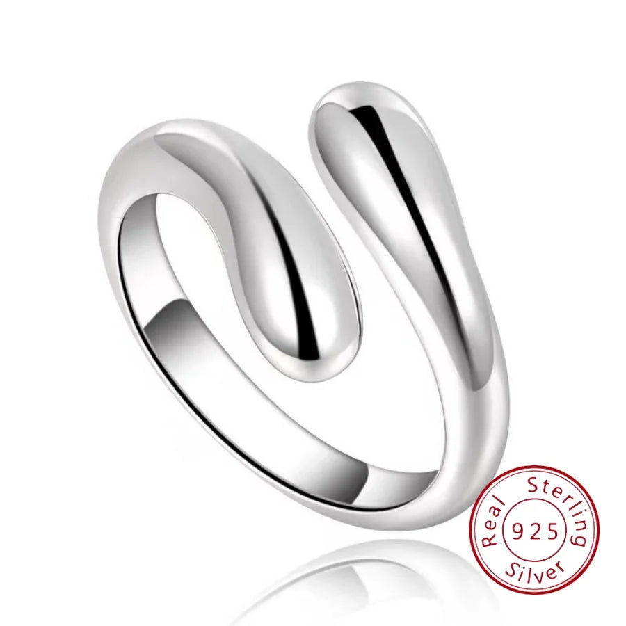 European & American Fashion S925 Sterling Silver Minimalist Openwork Geometric Ring Women's Unique Hip-Hop Open-Style Silver Jew