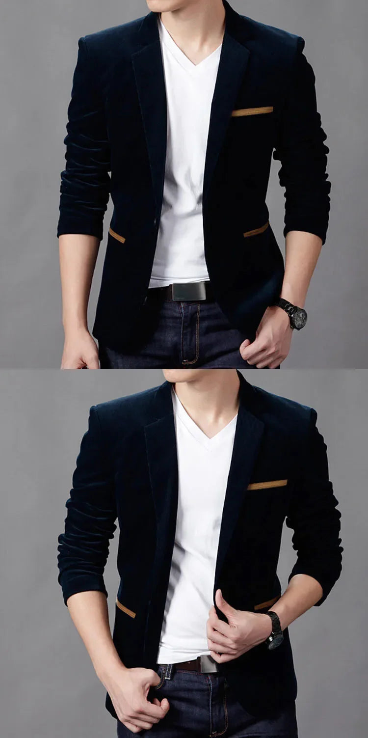 Autumn/winter New Korean Style Business Casual Corduroy Suit For Men Youth Fashion Slimming Western-style Clothes
