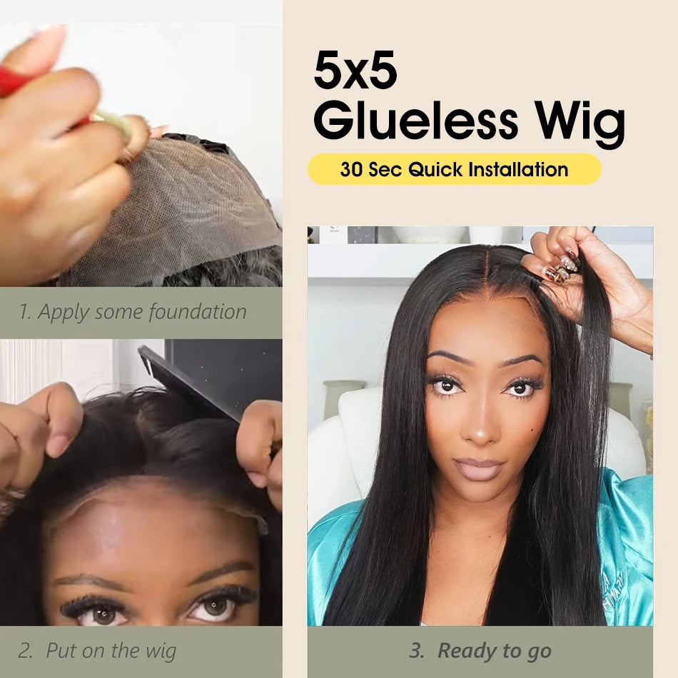 200 Density Straight 13x6 HD Black Lace Frontal Wigs 5x5 Glueless 30 40 Inch 13x4 Lace Front Human Hair Wig Bone Closure Wear Go