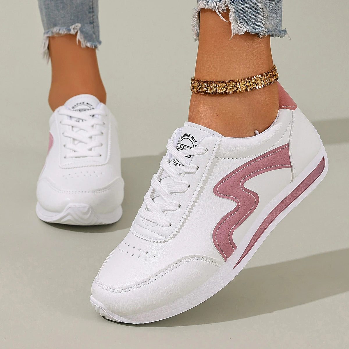 New Women Casual Walking Shoes Summer Flat Lace Up Breathable Sneakers Fashion Casual Flat Sneakers for Women