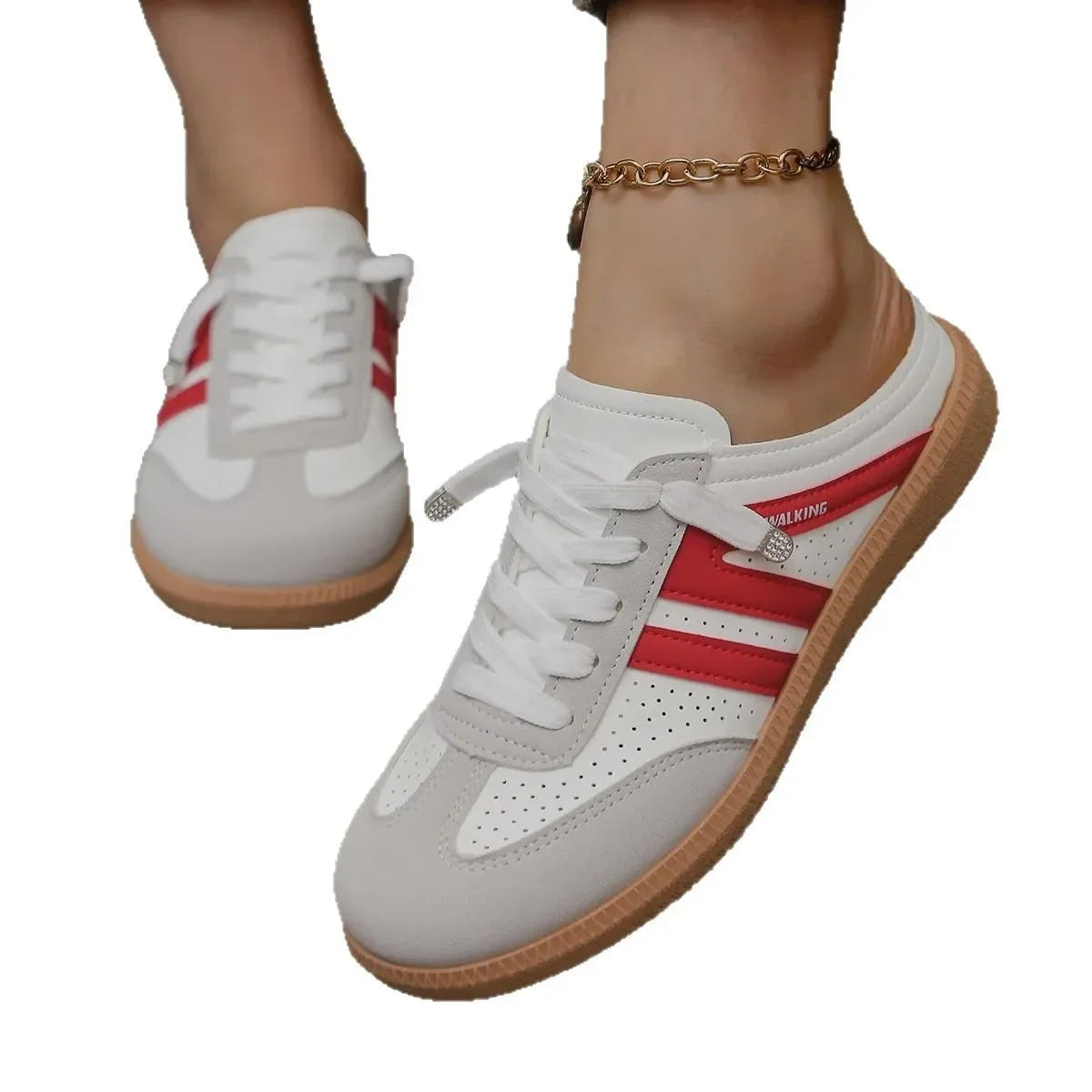 Women Mules Shoes Sports Round Toe Flat Female Footwear Casual Sneakers Clogs Platform Summer Slip on Creeper Baotou Slippers