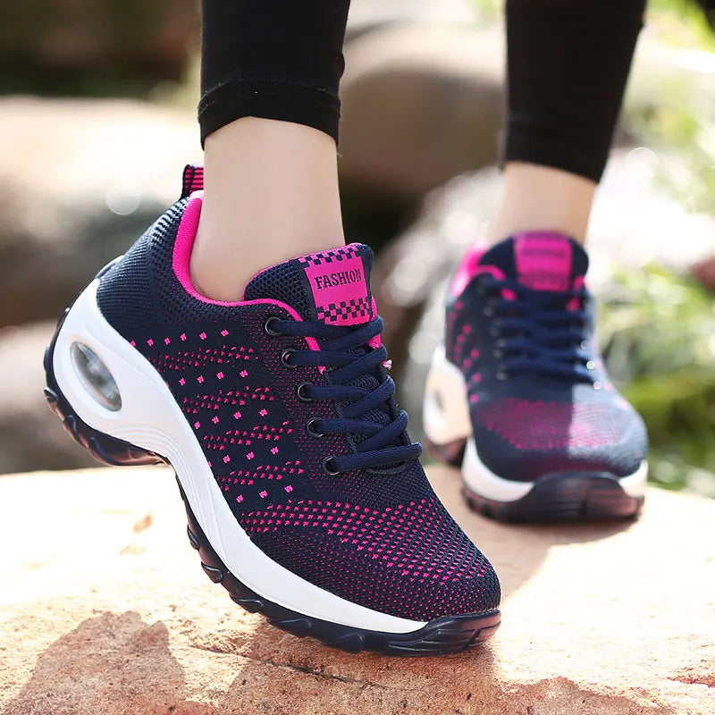 New Running Shoes Ladies Breathable Sneakers Summer Light Mesh Air Cushion Women's Sports Shoes Outdoor Lace Up Training Shoes