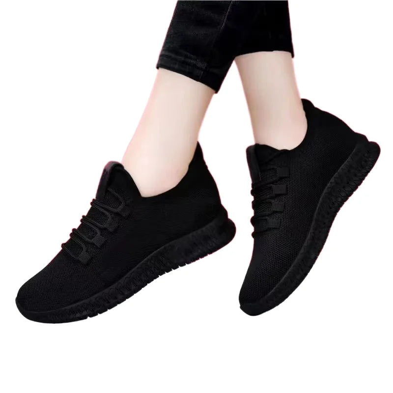 Women's Breathable Non-slip Platform Fashion New Casual Shoes Korean Running Shoes Black Sneakers Shoes for Women 2024 Autumn