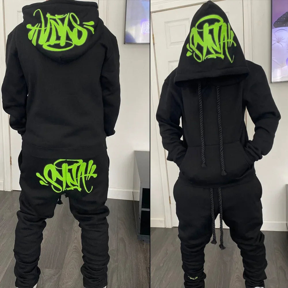 Sy-World Casual Streetwear Sportswear Hoodie Sweatshirt Men's Women's Hip Hop Style Winter Cotton Long Pants Set