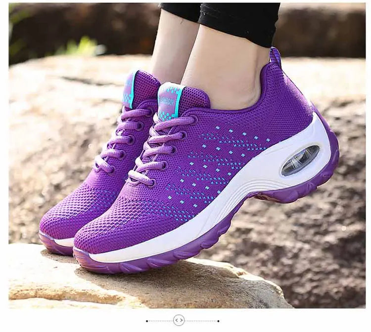 New Running Shoes Ladies Breathable Sneakers Summer Light Mesh Air Cushion Women's Sports Shoes Outdoor Lace Up Training Shoes