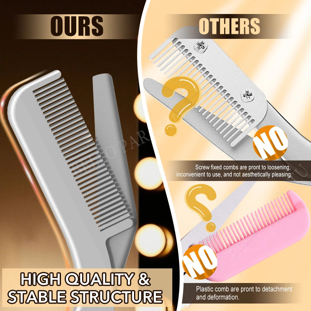 1Pcs Eyebrow Trimming Scissors with Combs Professional Eyebrow Trimmer Stainless Steel Grooming Eyebrow Shaping Scissors Tools