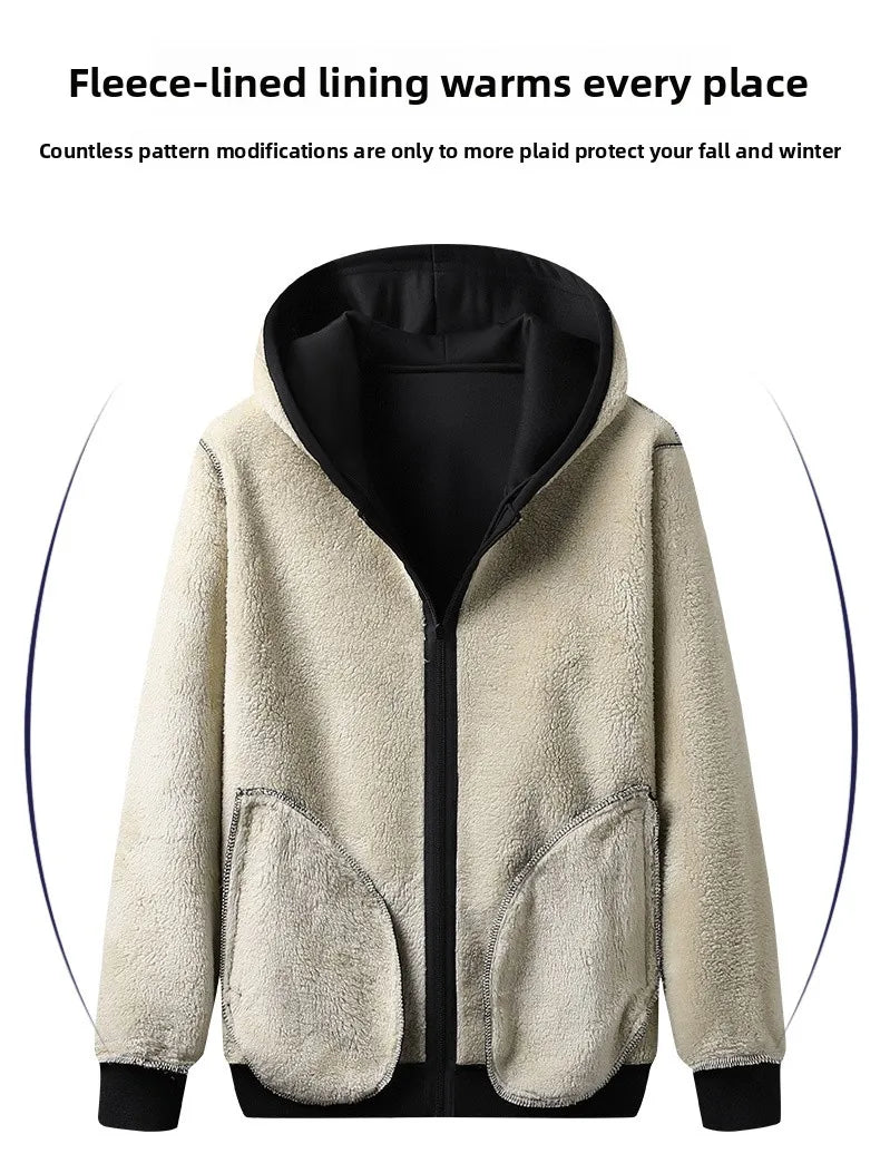 Men's Sportswear New Winter Autumn fleece Tracksuit 2 Piece Sets Sports Suit Jacket+Pant Sweatsuit Male Fashion warm Clothing