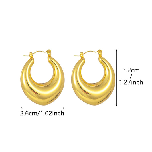 ‌2025 New Gold Color Stainless Steel Arch Boho Stud Earrings Hypoallergenic Light Luxury Jewelry for Women, for Daily Party