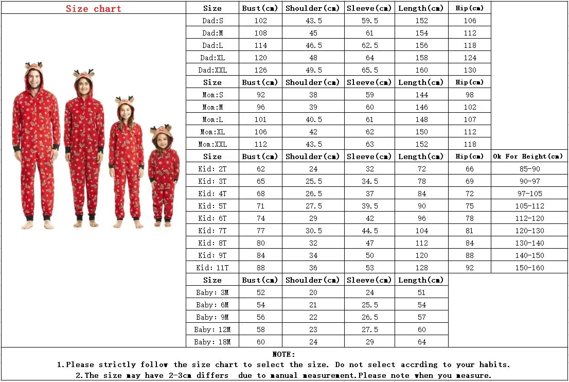 Christmas Family Matching Onesie Elk Print Cute Soft Jumpsuit Mom Dad Kids Clothing Sets Hooded Zipper Overall Xmas Look Pyjamas