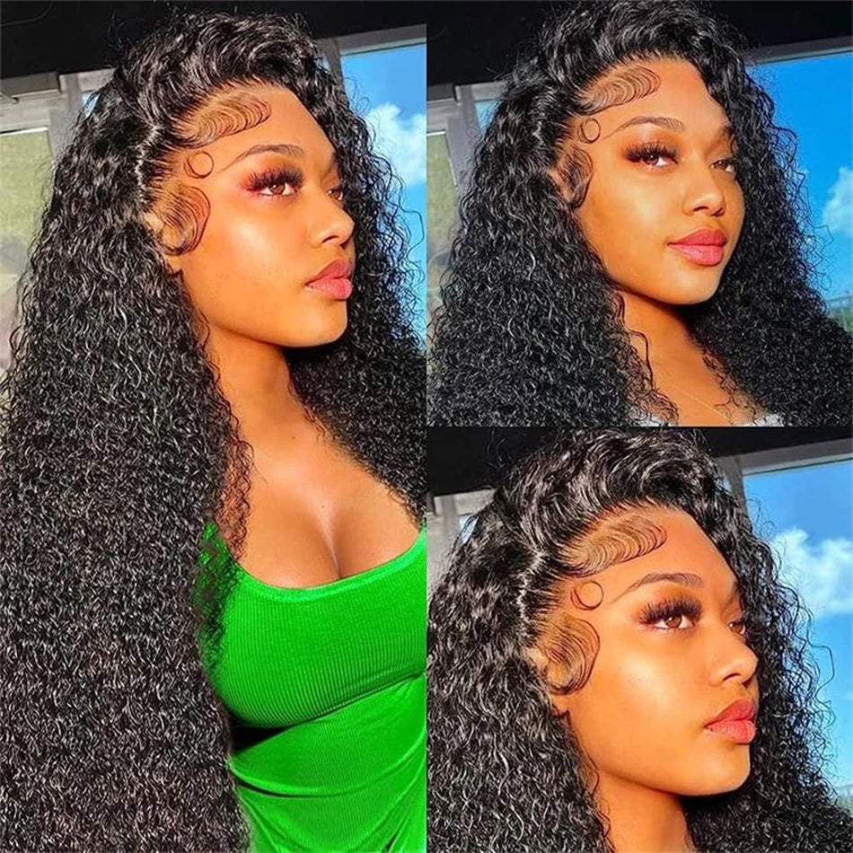 Kinky Curly 13x4 Lace Frontal Wig For Women 13x6 Glueless Human Hair Wigs Deep Water Wave Full Lace Front Wigs Ready to Wear Wig