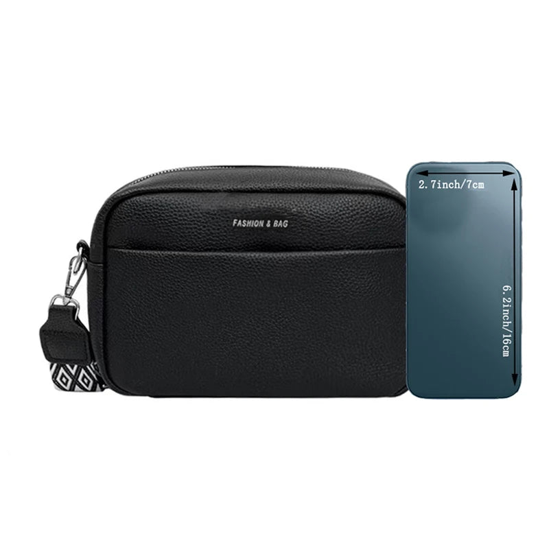 Unisex Canvas Crossbody Bag – Stylish Square Camera Purse with Wide Strap, Minimalist & Versatile for Men/Women. Casual Chic, Ne