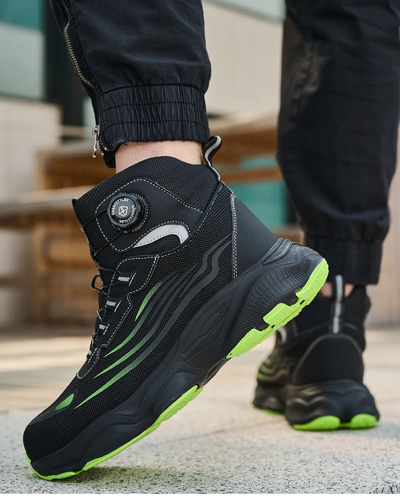 High Top Work Safety Boots Men Steel Toe Cap Work Shoes Rotating Button Indestructible Sneakers Protection Men Safety Shoes
