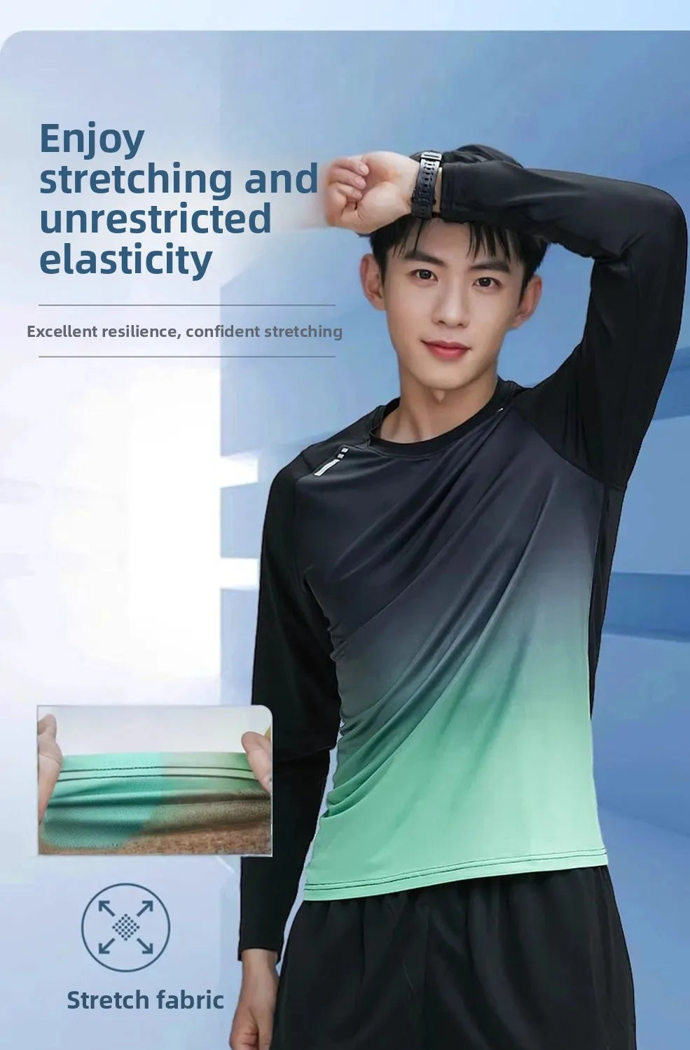 Quick Dry Ice Silk Men's T-Shirt Thin Sport Long Sleeve Loose Fitness Training Running Clothes New Style Summer Breathable Top