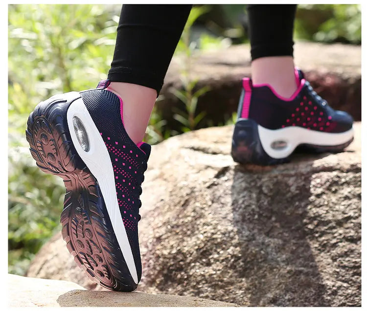 New Running Shoes Ladies Breathable Sneakers Summer Light Mesh Air Cushion Women's Sports Shoes Outdoor Lace Up Training Shoes