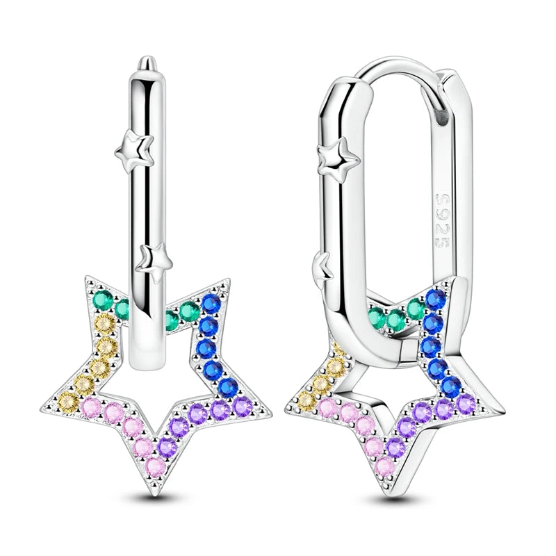 2025 New 925 Sterling Silver Hoop Earrings Flowers Zircon Drop Earrings Stud For Woman Fine Birthday Wedding Party Jewelry Gifts