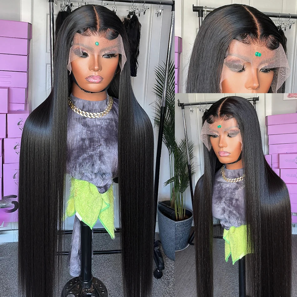 200 Density Straight 13x6 HD Black Lace Frontal Wigs 5x5 Glueless 30 40 Inch 13x4 Lace Front Human Hair Wig Bone Closure Wear Go