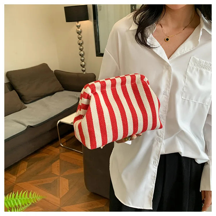 Summer Woven Crochet Purses for Women Beach Clutch Handbags 2025 Dumpling Hobo Casual Colorblock Bag Ladies Ruched Cloud Purse