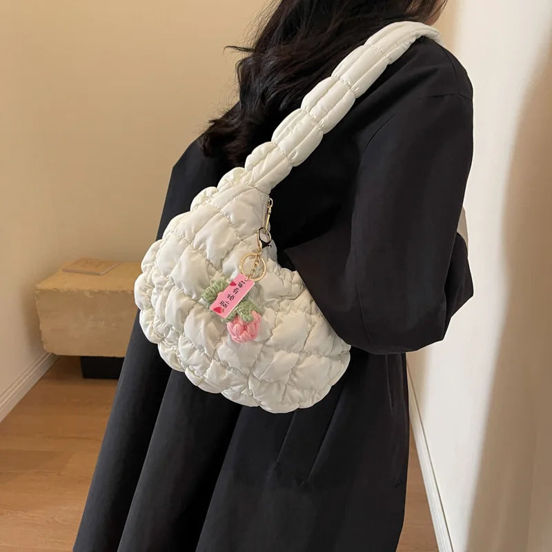 Women's Bag Korean Version Sweet Girly Style Shoulder Bag Fashion Casual Bubble Dumpling Bag Fold Cloud Bag Fashion Exquisite