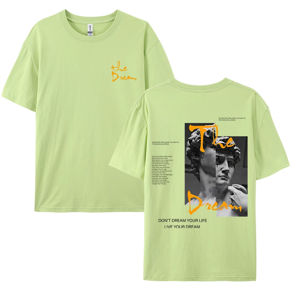 Don'T Dream Your Life Live Your Dream Men Clothes Fashion Summer T-Shirts Streetwear 100% Cotton Loose Tops Breathable Tee