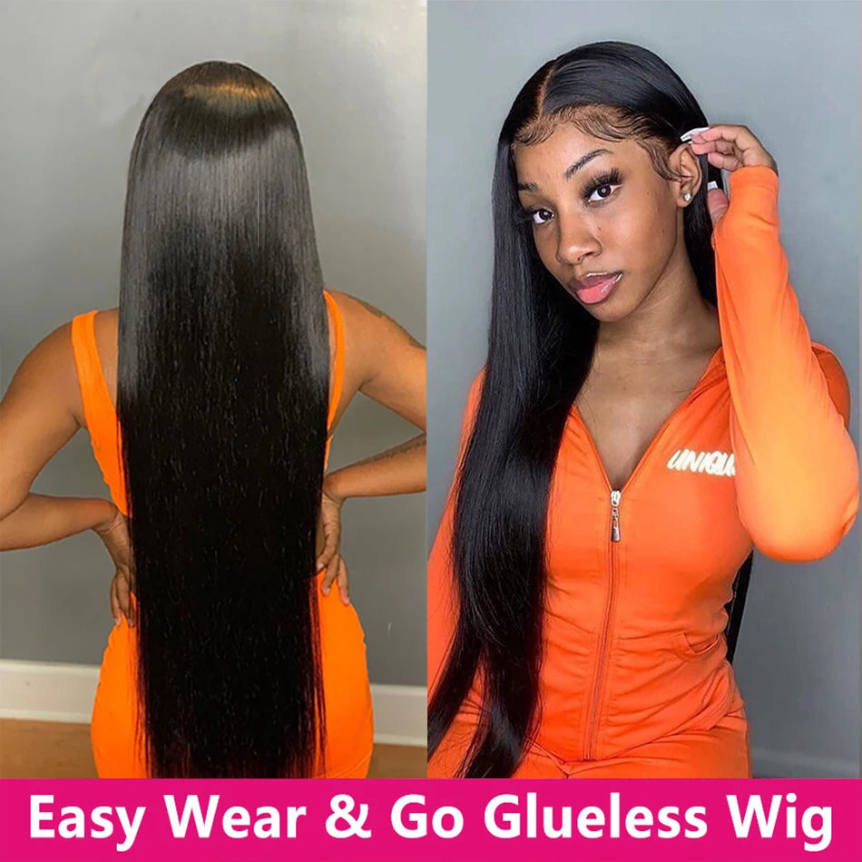 13x4 Ready to Wear and Go Lace Glueless Wigs Transparent Straight Pre Cut Lace Front Human Hair Wigs 4X4 Closure Wig Pre Plucked