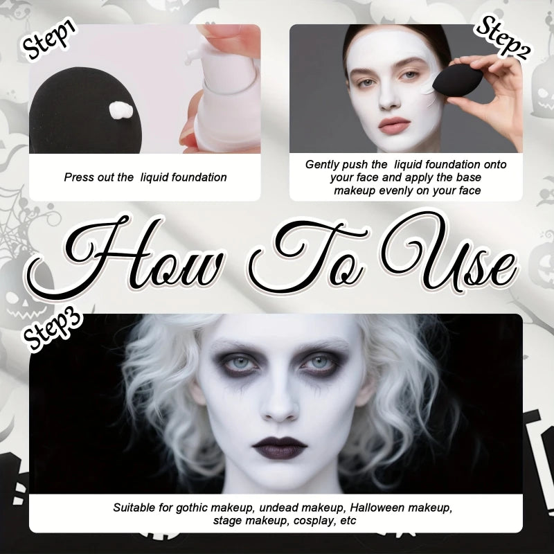 Pure White Makeup Foundation Cream Set,Mixable Pure White Foundation Adjuster Concealer Face Paint Makeup Goth For COS Carnival