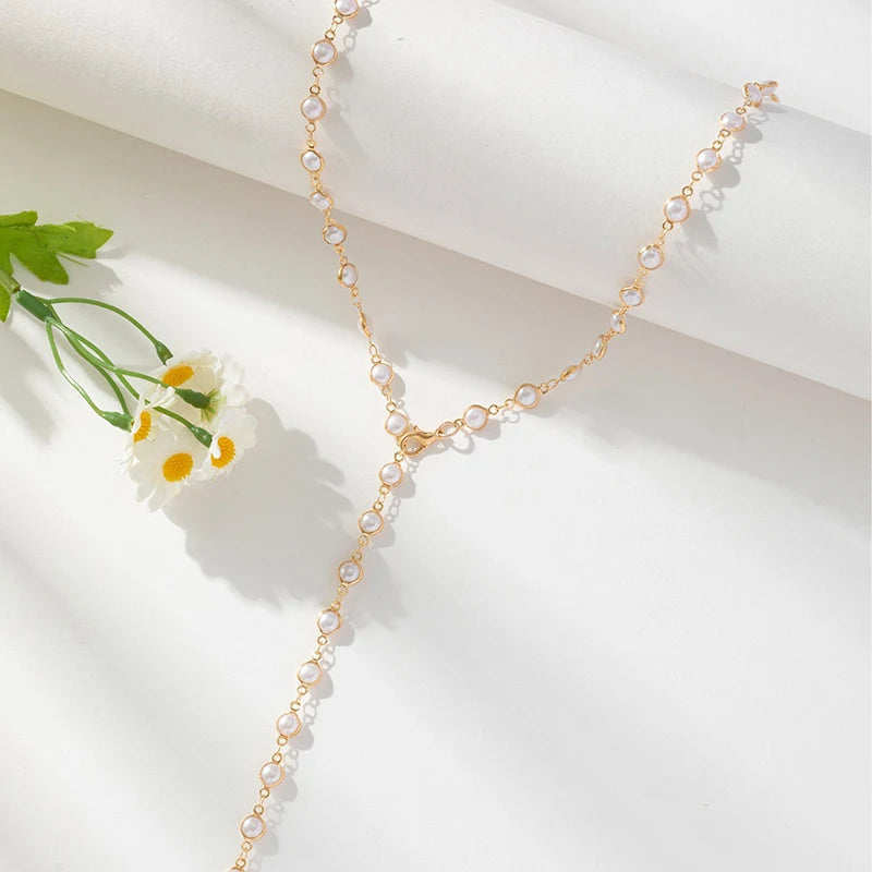 2025 New French Retro Pearl Long Chain Tassel Necklace Ladies Gentle Trend Elegant Holiday Accessories Y2K Simple Jewelry 80Cm
